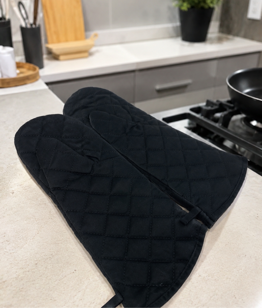 Quilted Heat-Resistant Large Oven Mitten - 1 Pair