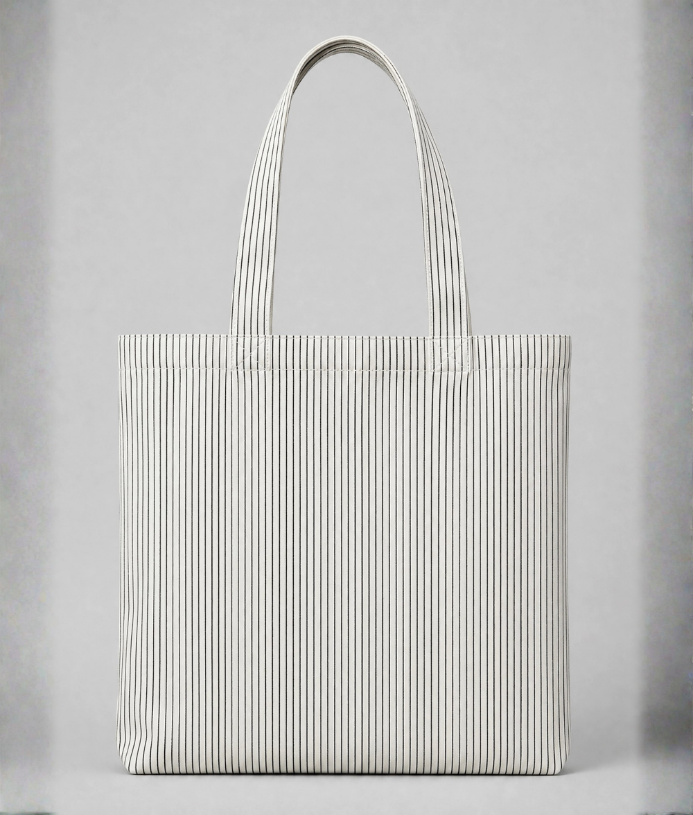 Premium Pinstripe Cotton Tote Bag