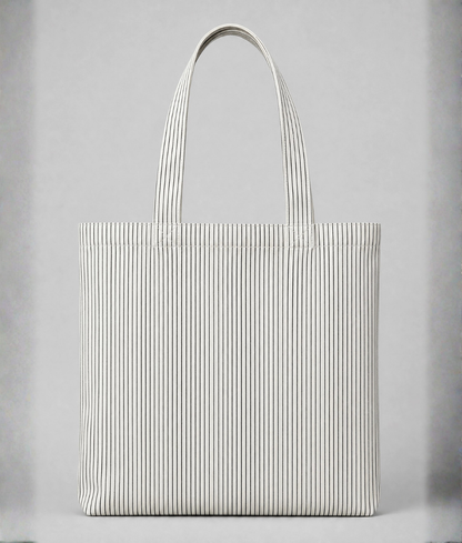 Premium Pinstripe Cotton Tote Bag