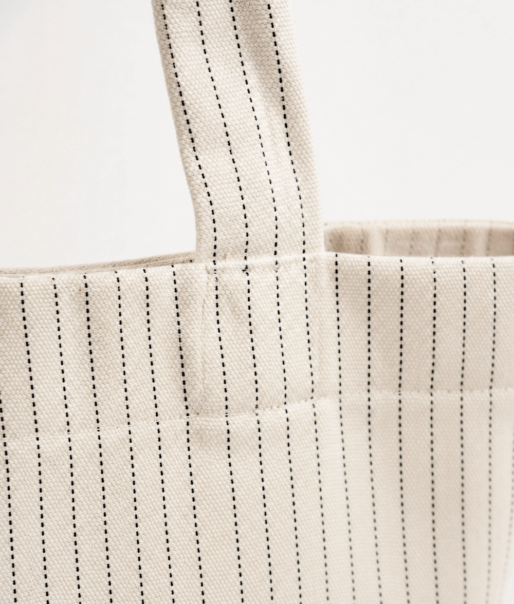 Premium Pinstripe Cotton Tote Bag