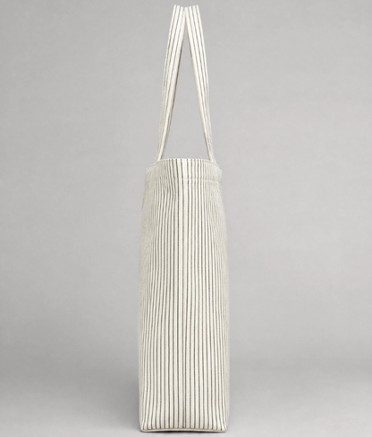 Premium Pinstripe Cotton Tote Bag