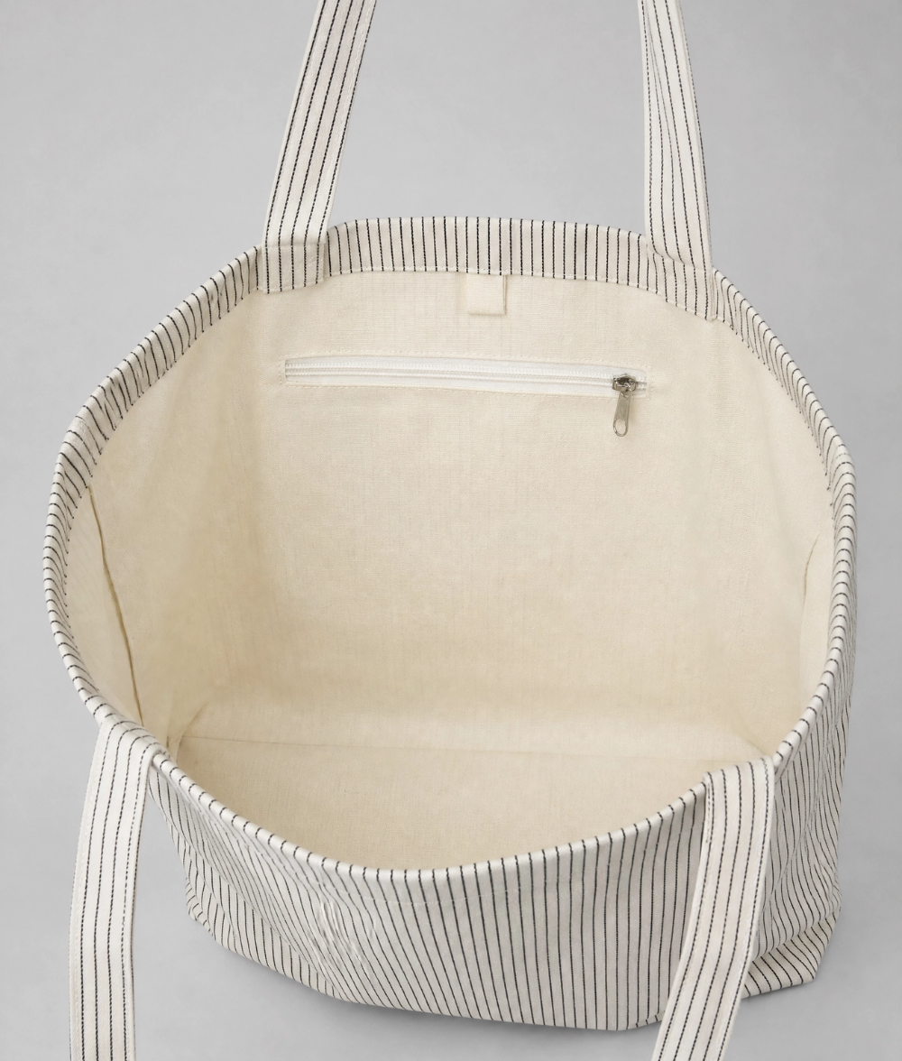 Premium Pinstripe Cotton Tote Bag