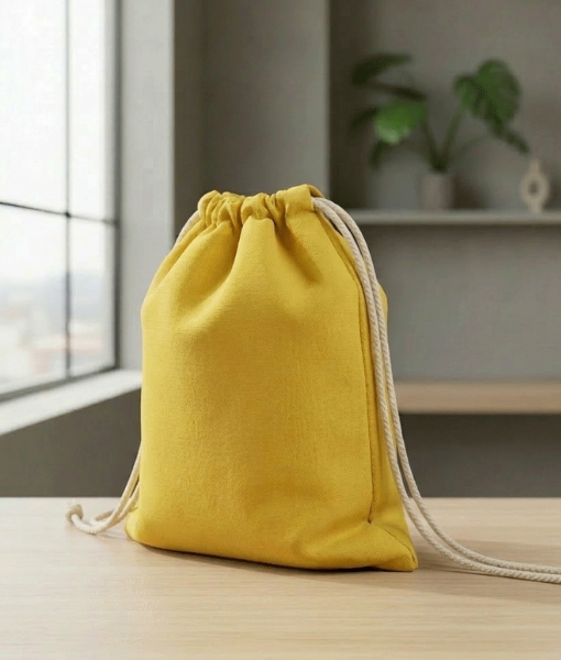 Small Cotton Drawstring Bag with 2 Cords - Pack of 10