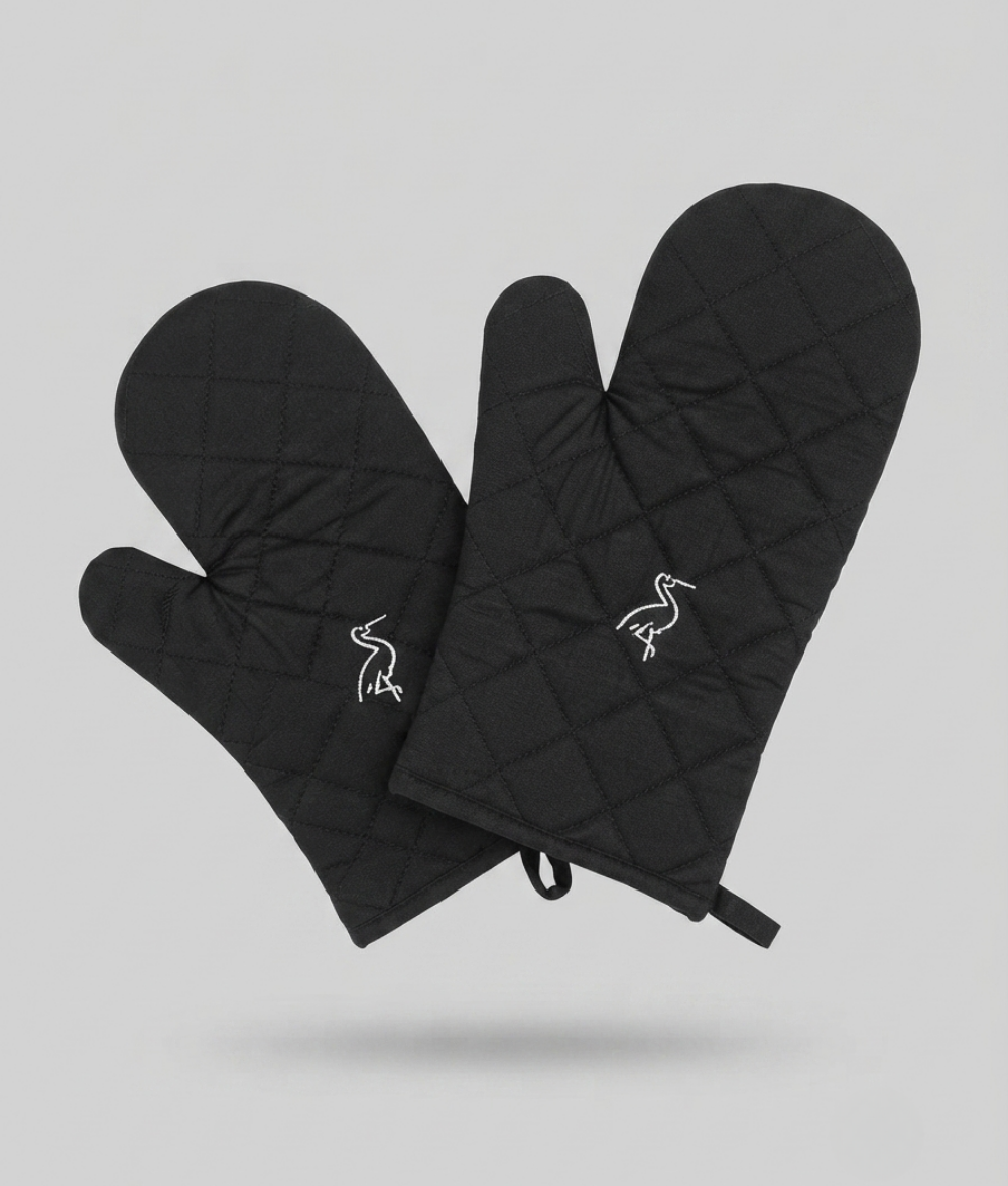 Heat-Resistant Cotton Twill Oven Mittens - 1 Pair