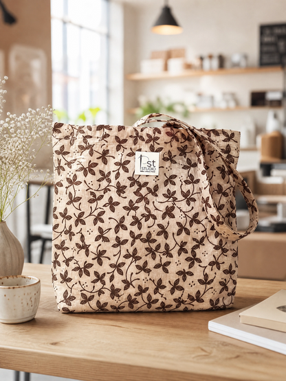 Premium Floral Cotton Tote Bag – 200 GSM Reusable Canvas Shopping Bag
