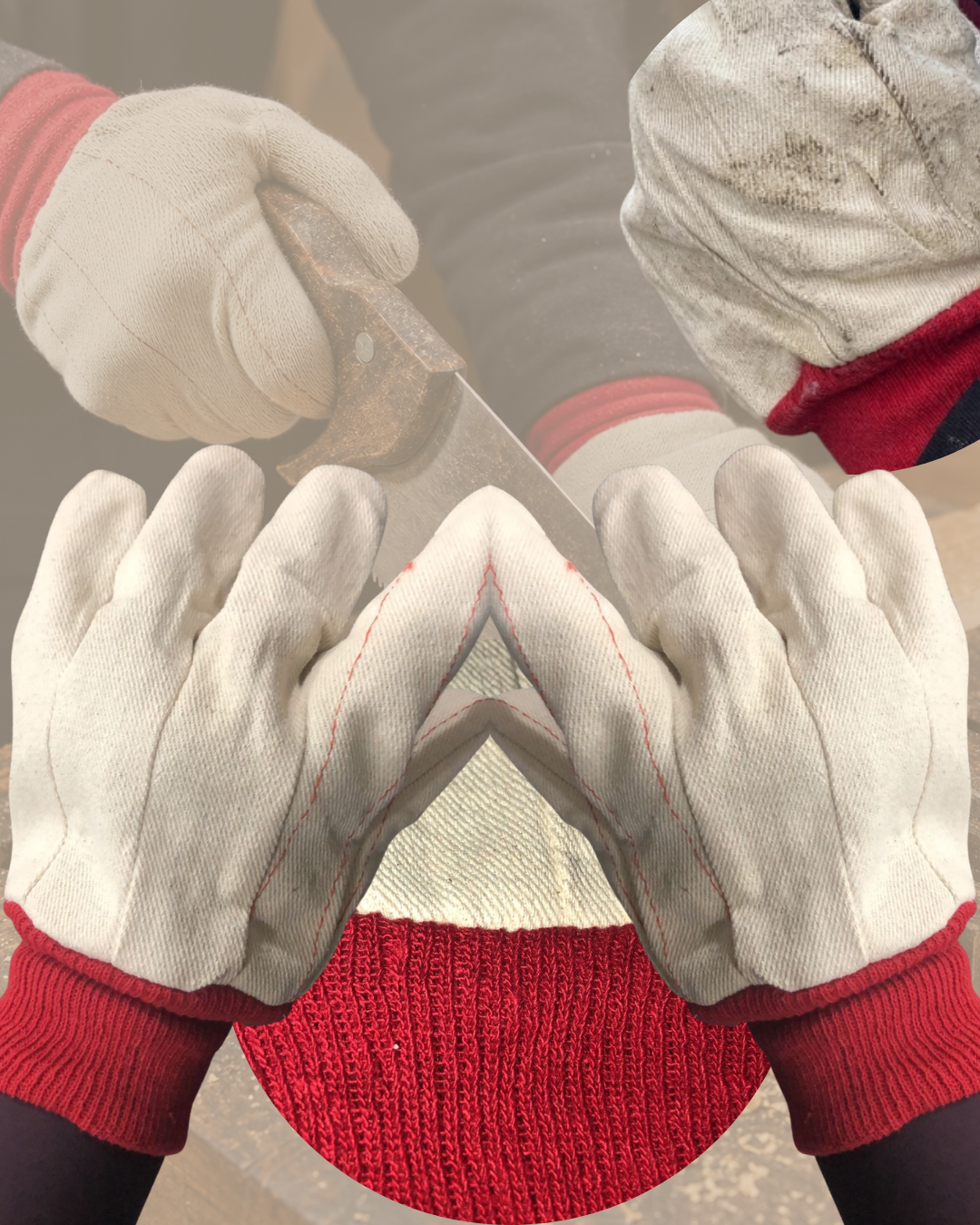 Cotton Canvas Double Palm Gloves (Pack of 3) - Pairs