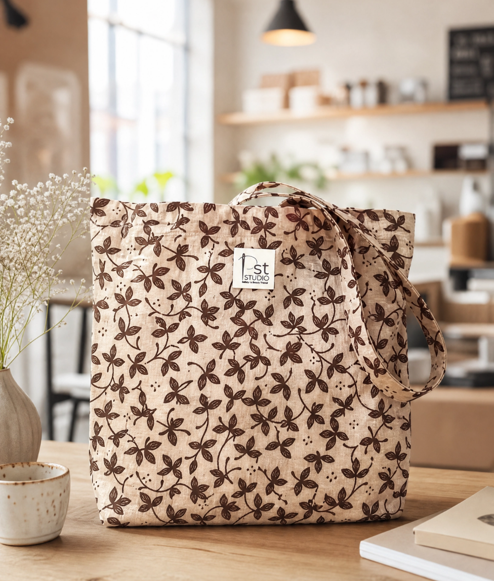 Premium Floral Cotton Tote Bag – 200 GSM Reusable Canvas Shopping Bag
