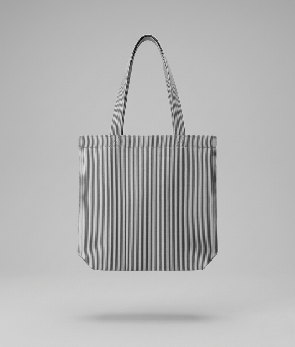 Soft Grey Pinstripe Cotton Tote Bag