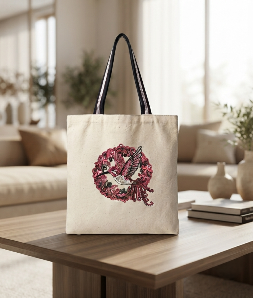 Elegant Bird Art Canvas Tote Bag