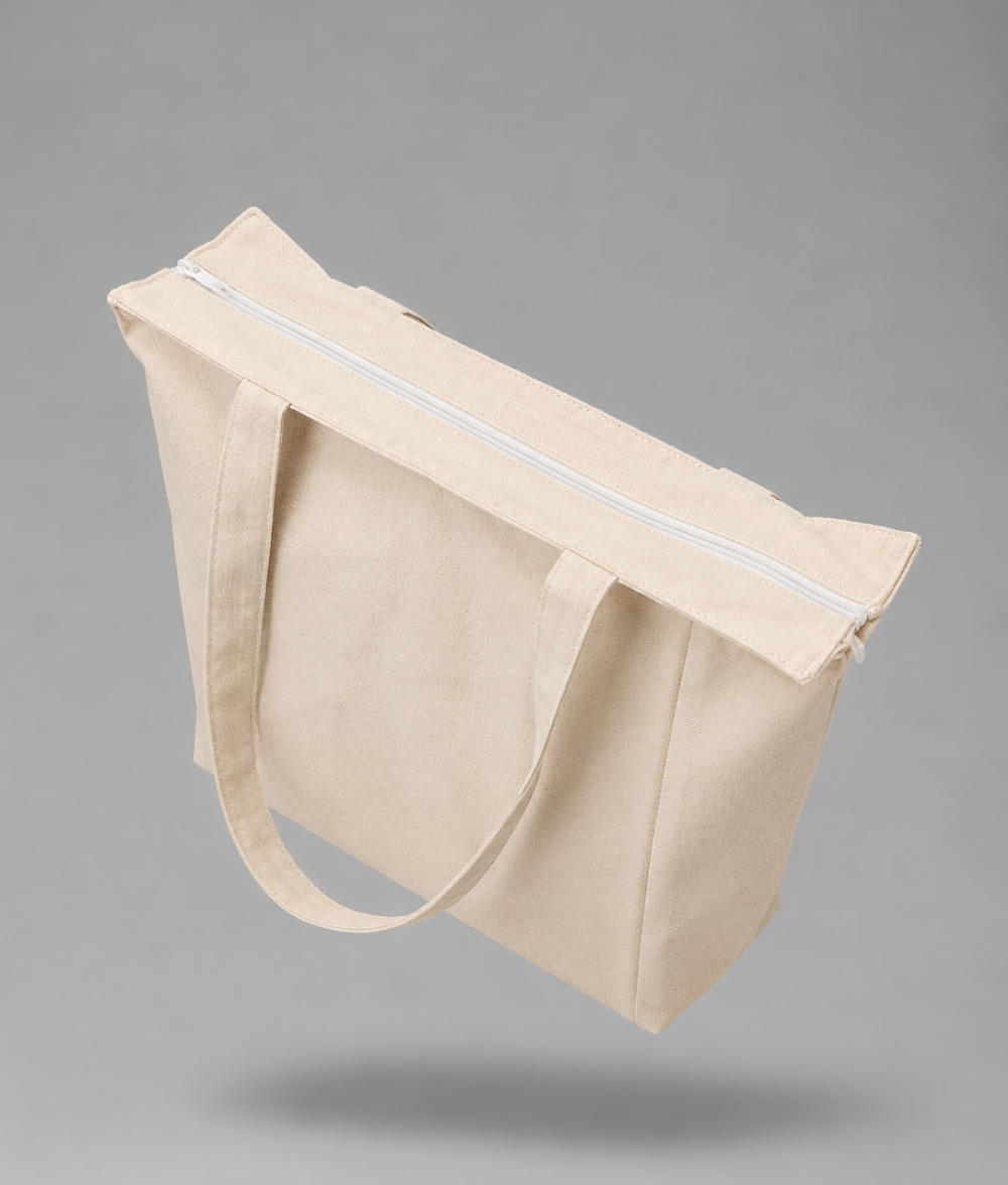 Plain Canvas Zipper Tote Bag
